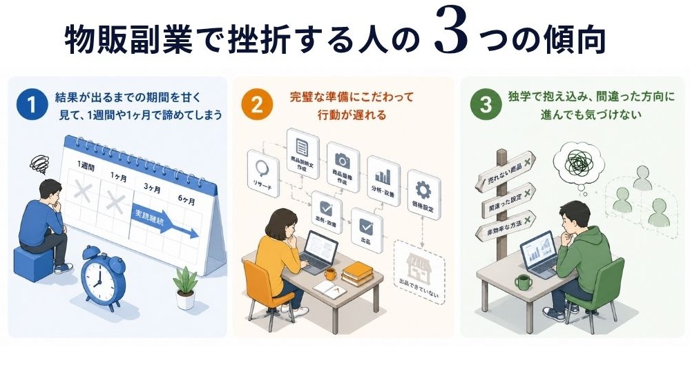 物販副業を続けられない人の特徴